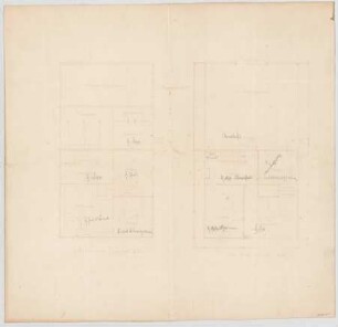 Thiersch, August ; München; Landwirtschaftsausstellung, Oberbayerisches Wohnhaus - Grundriss EG, Grundriss OG