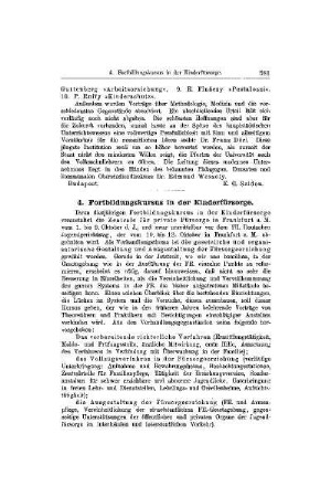 Fortbildungskursus in der Kinderfürsorge : [Mitteilungen]