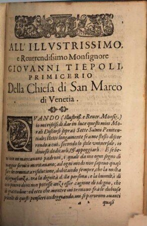 De'Discorsi Morali Sopra I Sette Salmi Penitentiali, 1