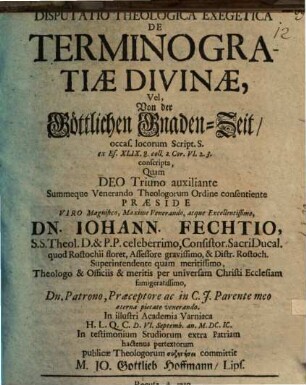 Disp. theol. de termino gratiae divinae : Sectio I.