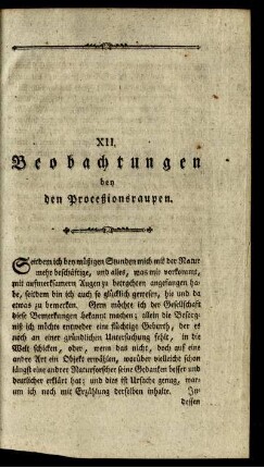 XII. Beobachtungen bey den Proceßionsraupen.