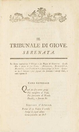 Il Tribunale Di Giove. Serenata
