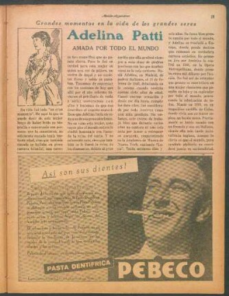 Adelina Patti amada por todo el mundo : Grandes momentos en la vida de los grandes seres