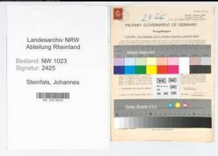 Entnazifizierung Johannes Steinfals , geb. 18.05.1898 (Polizeibeamter)