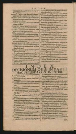 Index Decisionum Quae In Parte Hac Secunda Continentur