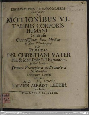 Dissertatio physiologica II. de motionibus vitalibus corporis humani