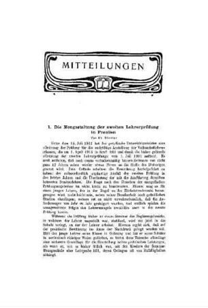 Die Neugestaltung der zweiten Lehrerprüfung in Preußen
