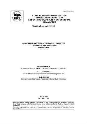 A Cointegration Analysis of Alternative Core Inflation Measures For Turkey