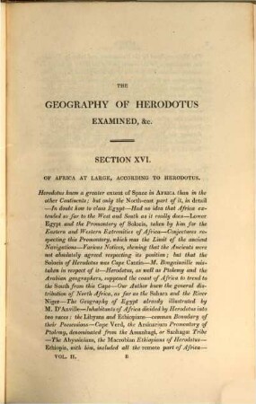 The geographical system of Herodotus examined and explained : by a comparison with those of other ancient authors, and with modern geography, 2