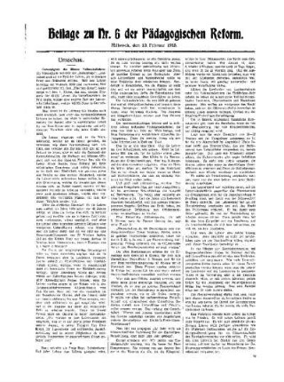 Umschau : Beilage zu Nr. 6 der Pädagogischen Reform