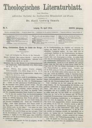 169-174 Krieg, Christentum, Kirche im Lichte der Kriegsliteratur