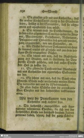 Wie weit die Protestanten von den Katholiken noch entfernt seyn