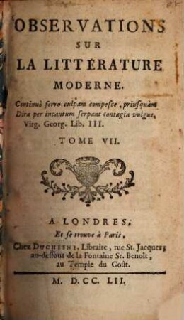 Observations sur la littérature moderne, 7