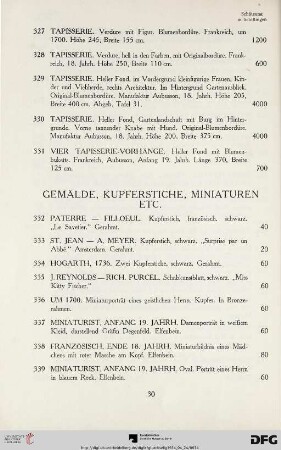 Gemälde, Kupferstiche, Miniaturen etc. (Nr. 332-359)