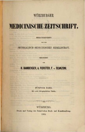 Würzburger medicinische Zeitschrift. 5. 1864