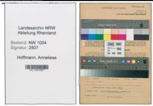Entnazifizierung Anneliese Hoffmann , geb. 19.08.1922 (Bankangestellte)