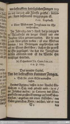 Das neundte Capitel. Von der bestrafften stummen Zungen