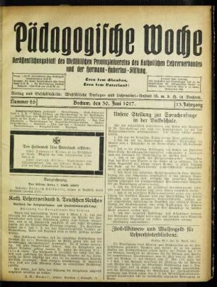 Unsere Stellung zur Sprache in der Volksschule