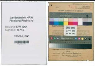 Entnazifizierung Karl Thoene , geb. 13.04.1902 (Angestellter)