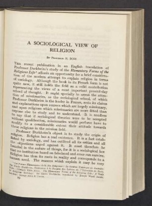 A sociological view of religion