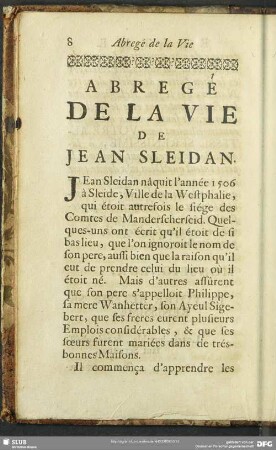 Abregé De La Vie De Jean Sleidan