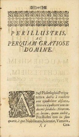 Perillustris, Ac Perquam Gratiose Domine.