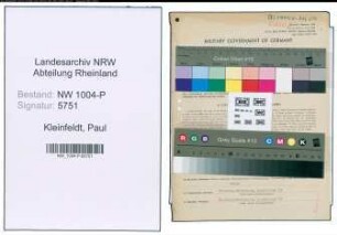 Entnazifizierung Paul Kleinfeldt , geb. 04.09.1885 (Steuersekretaer)