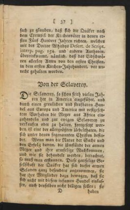Von der Sclaverey.