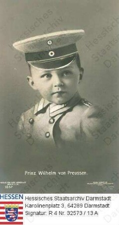Wilhelm Kronprinz v. Preußen (1906-1940) / Porträt in Uniform, Brustbild