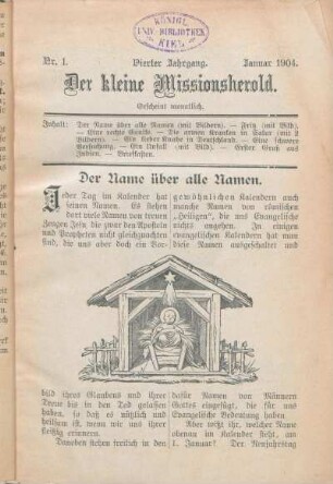 Nr. 1. Vierter Jahrgang. Januar 1904.