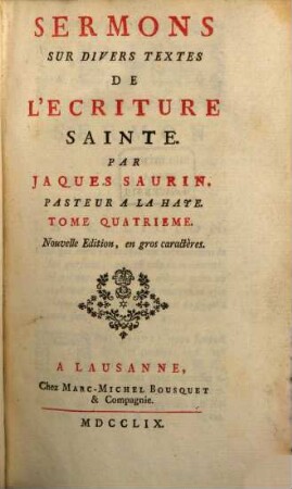 Sermons Sur Divers Textes De L'Ecriture Sainte, 4