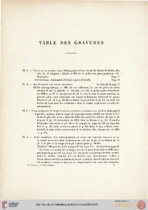 Table des gravure