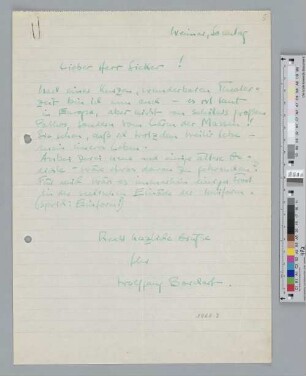Brief an Hugo Sieker