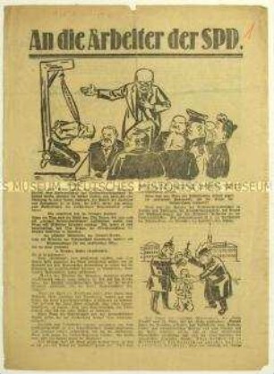Aufruf der KPD an die SPD-Anhänger zur Wahl von Ernst Thälmann zum Reichspräsidenten 1925