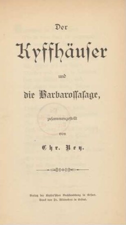 Der Kyffhäuser und die Barbarossasage