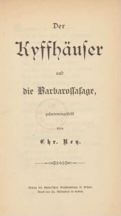 Der Kyffhäuser und die Barbarossasage
