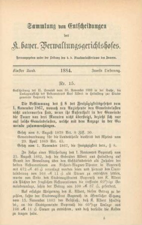 Fünfter Band. 1884. Zweite Lieferung. - Nr. 15. - Nr. 25.