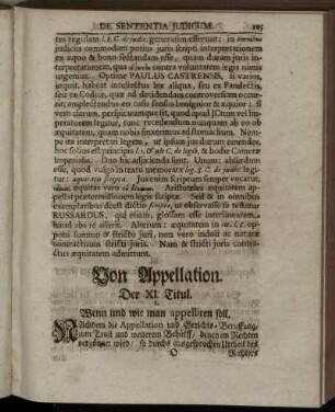 Der XI. Titul. Von Appellation