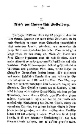 II. Reise zur Universität Heidelberg. 1662.