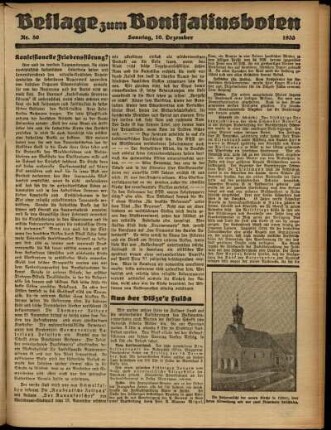 Zweite Ausgabe vom Sonntag, den 10. Dezember 1933.