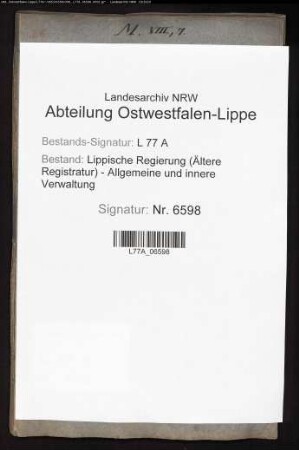 Beschlagnahme von Zinskorn aus dem Amt Blomberg