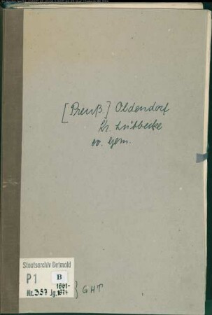 Kirchenbuchduplikat der evangelischen Gemeinde Preußisch-Oldendorf, Kreis Lübbecke (GHT 1861-1874). (Gemeinde: Evangelische Gemeinde Preußisch-Oldendorf)