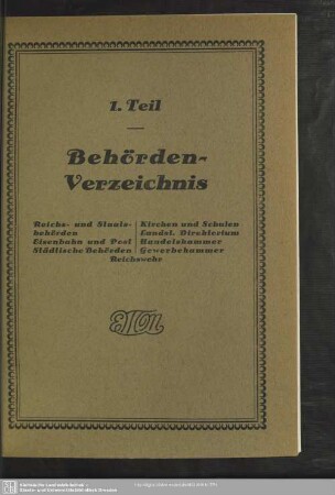 1.Teil. Behördenverzeichnis