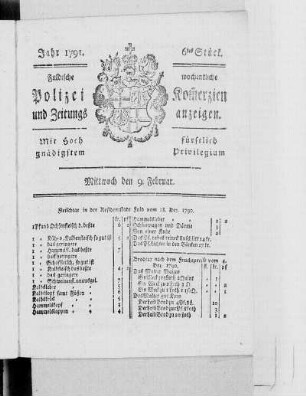 6tes Stück., Ausgabe vom 9. Februar 1791