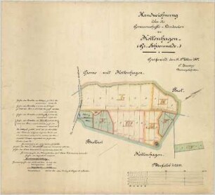 Karte mit Eintrag der Genossenschaftsländereien und Größe der Parzellen in Koitenhagen (Groß-Schönwalde)