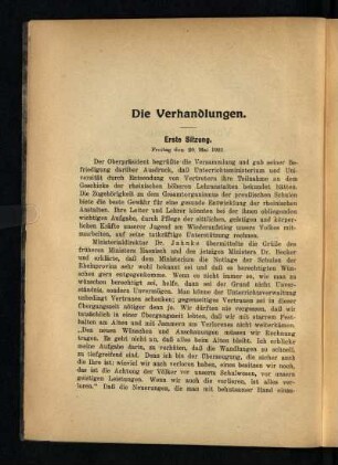 Erste Sitzung : die Verhandlungen