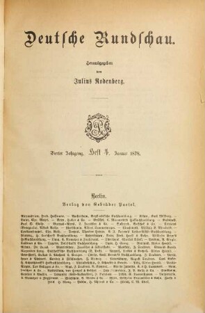Deutsche Rundschau. 14 = Jg. 4. 1878