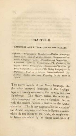 Chapter II. Language and literature of the Malays