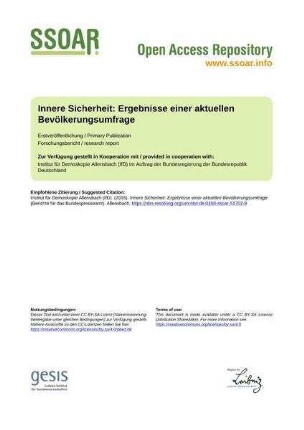 Innere Sicherheit: Ergebnisse einer aktuellen Bevölkerungsumfrage