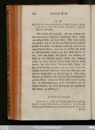 §. 46. Die Art des Unterschieds zwischen Vater, Sohn und Geist läßt sich weder erklären, noch mit Worten ausdrücken.
